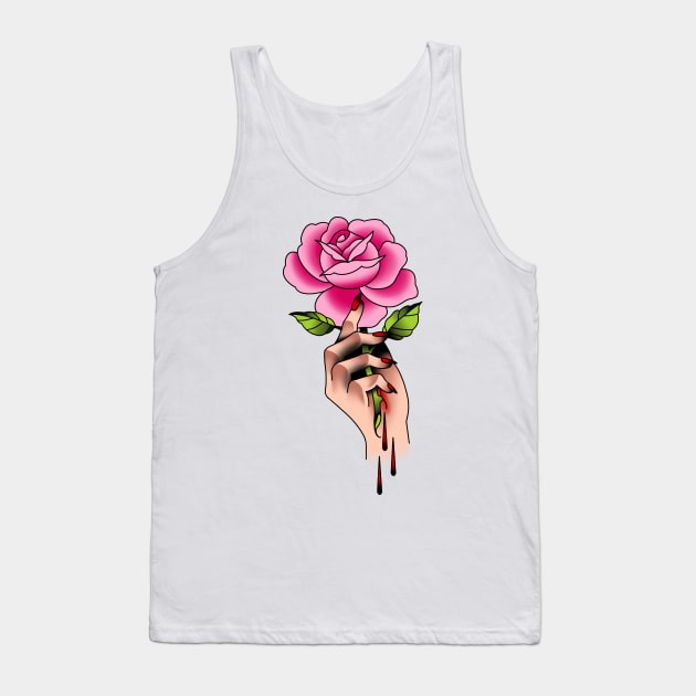 Hand with Rose Tank Top by drawingsbydarcy